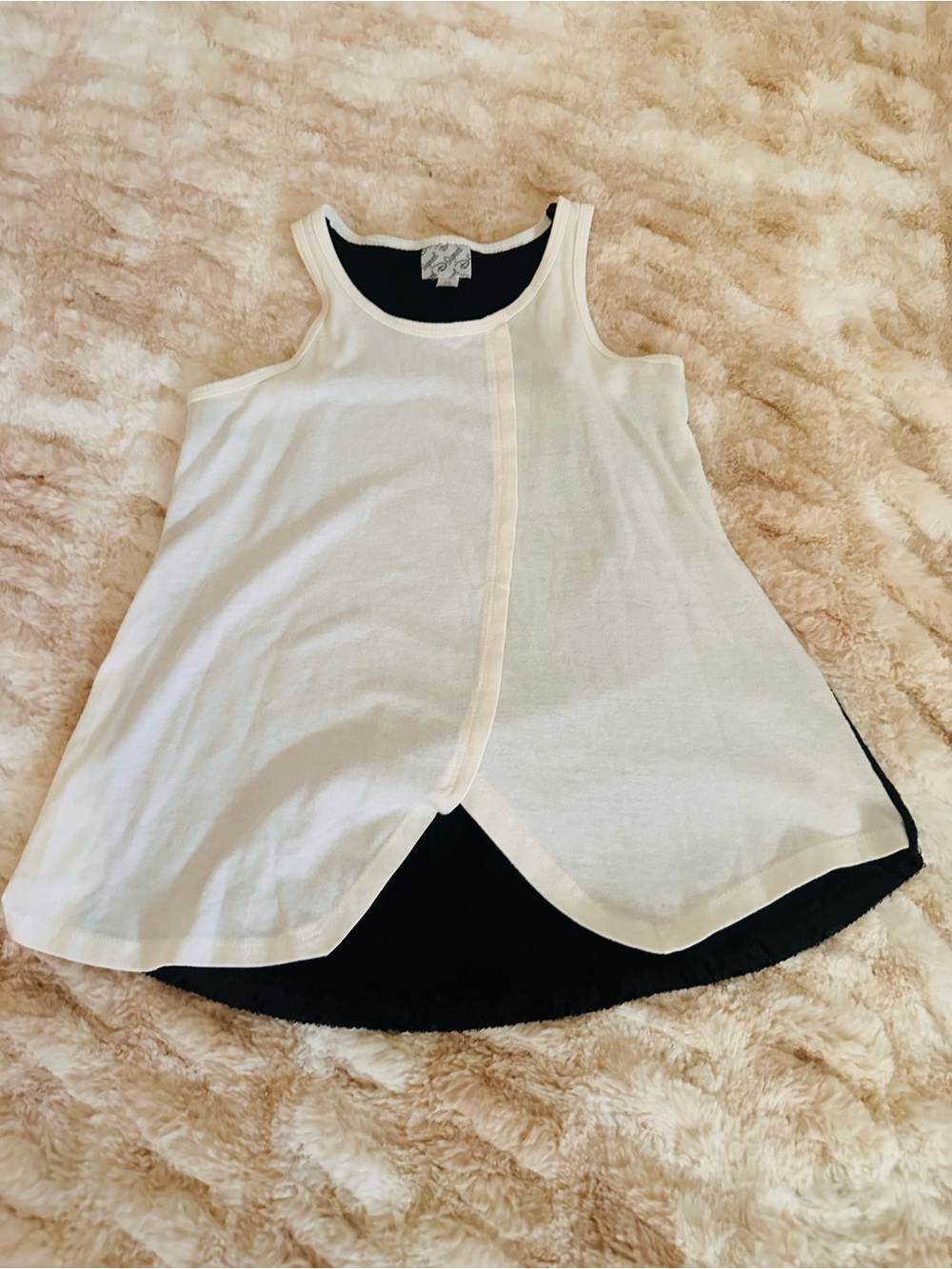 Girls' Layered Tank Top in White and Black